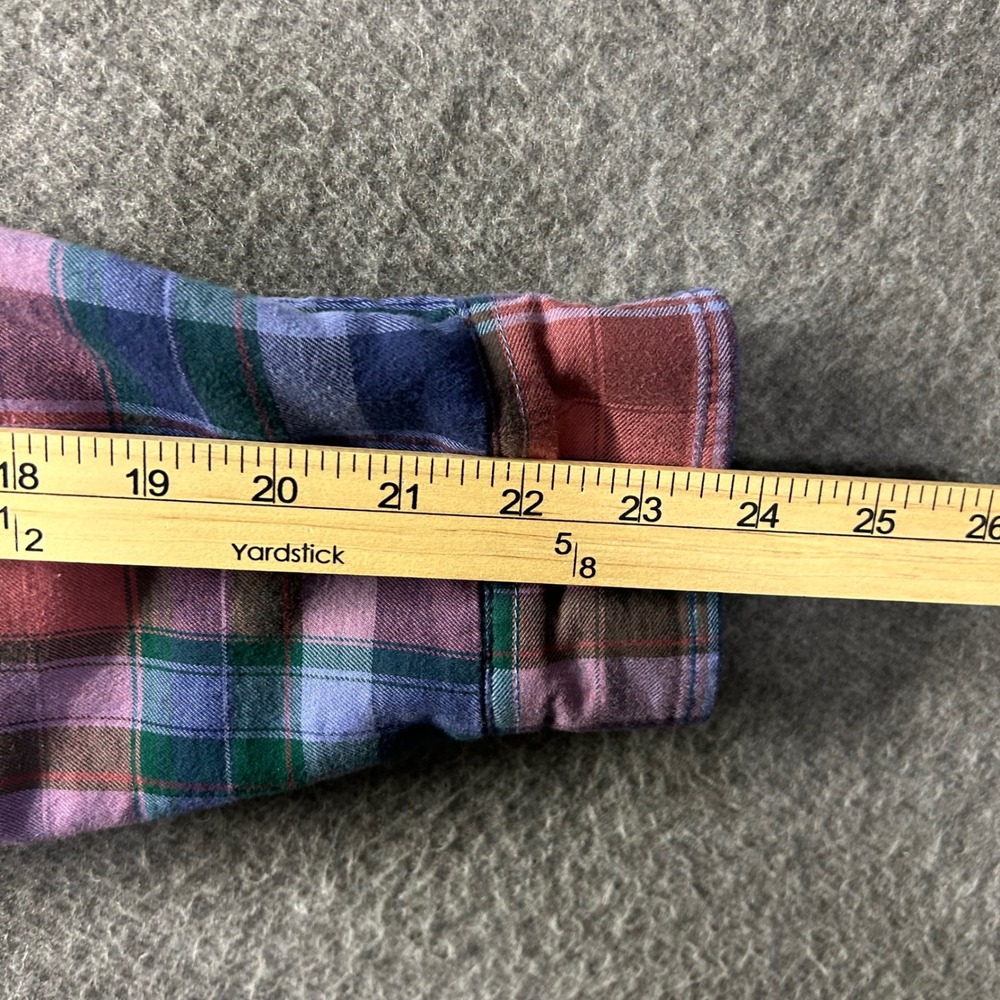 LL Bean Womens XS Fleece Lined Flannel Shirt Jacket Plaid Purple Pink 505597 - Picture 9 of 10